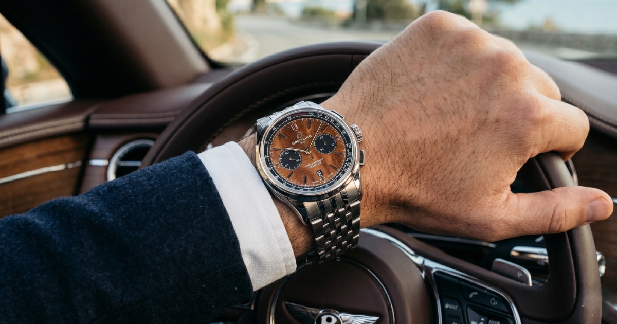 Breitling Premier B01 Chronograph 42 Bentley Centenary &rdquo;” brown burl elm wood dial wedding gift watch